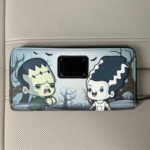 Loungefly Frankenstein and Bride Wallet - Black, White, Green